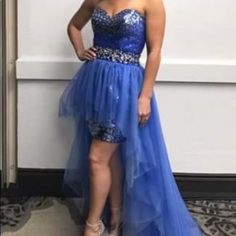 Blue/Sequin high low